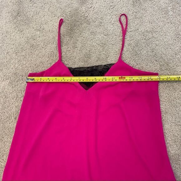 TOPSHOP bright hot pink black lace camisole Sz 2 - Picture 9 of 10
